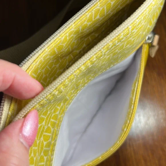 Fossil Womens Key-Per Boho Fabric Strap Yellow Vinyl Crossbody Purse - Picture 8 of 11